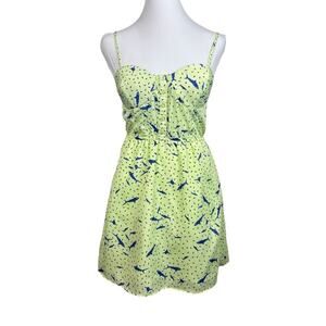 BCBG Mini Dress Womens Size XXS Green Blue Padded Bra Lined Sharks Beachy Fun